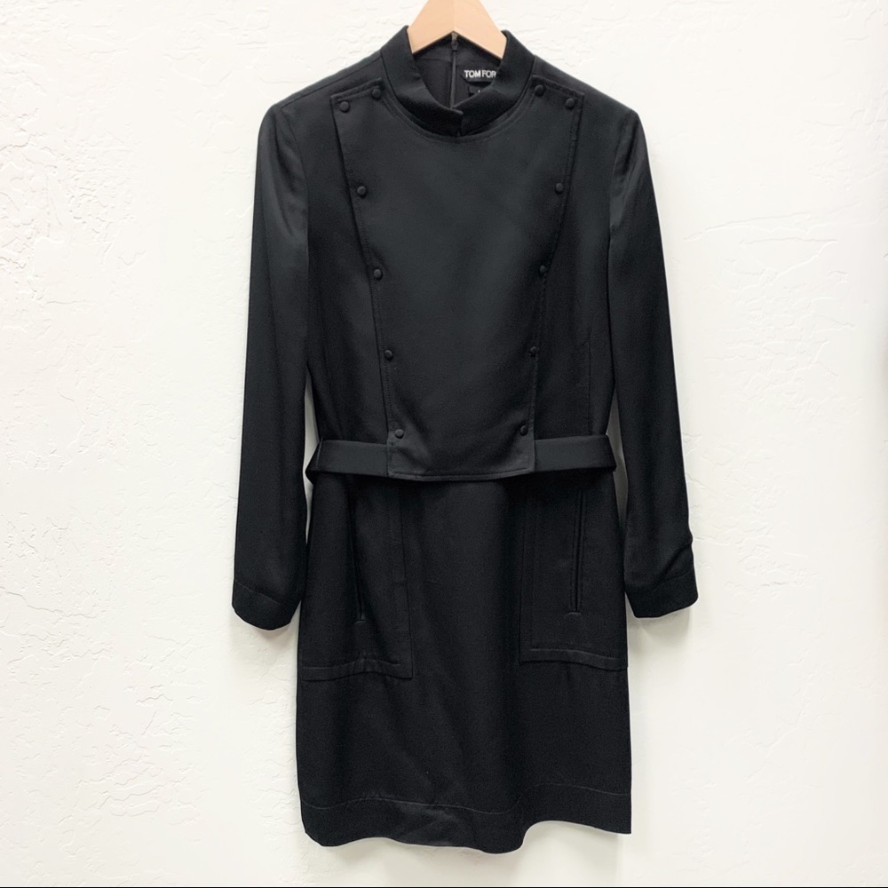 Tom Ford Black Long-Sleeve Midi Dress